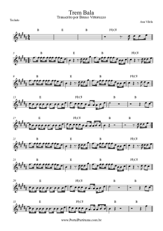 Ana Vilela Trem Bala score for Keyboard