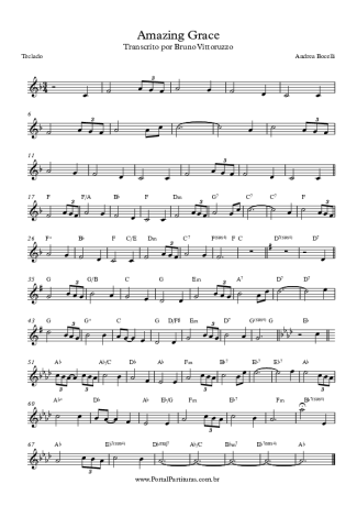 Andrea Bocelli Amazing Grace score for Keyboard