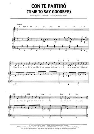 Andrea Bocelli Con Te Partirò (Time To Say Goodbye) score for Piano
