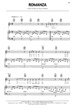 Andrea Bocelli Romanza score for Piano