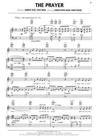 Andrea Bocelli The Prayer score for Piano
