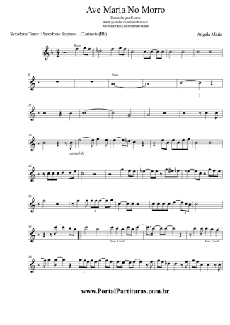 Angela Maria Ave Maria No Morro score for Clarinet (Bb)