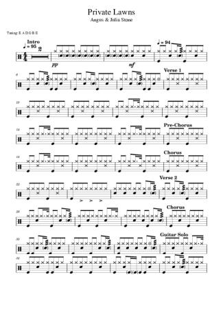 Angus & Julia Stone Private Lawns score for Drums