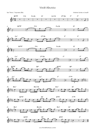 Antonio Carlos e Jocafi Você Abusou score for Tenor Saxophone Soprano (Bb)
