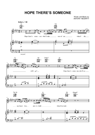 Antony And The Johnsons Hope Theres Someone score for Piano