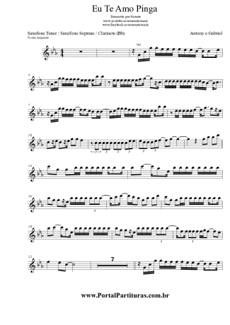 Antony e Gabriel  score for Tenor Saxophone Soprano (Bb)