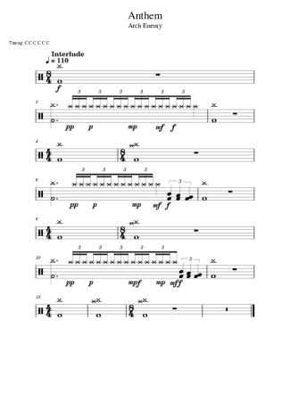 Arch Enemy Anthem score for Drums