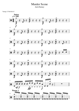 Arch Enemy Murder Scene score for Drums