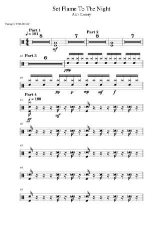 Arch Enemy Set Flame To The Night score for Drums