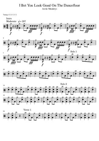 Arctic Monkeys I Bet You Look Good On The Dancefloor score for Drums