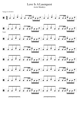 Arctic Monkeys Love Is A Laserquest score for Drums