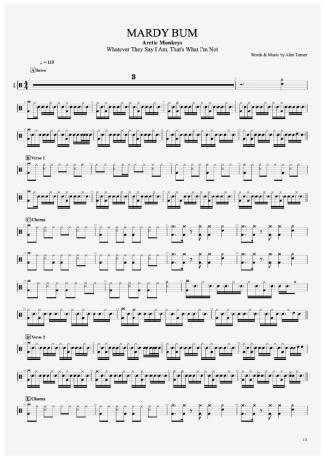 Arctic Monkeys Mardy Bum score for Drums