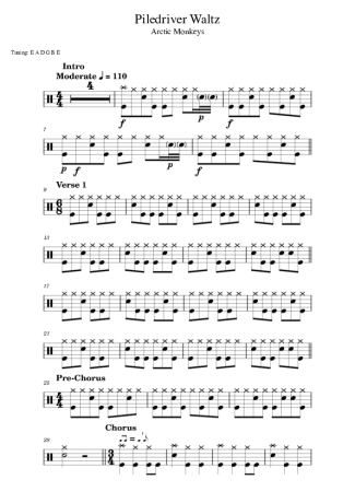 Arctic Monkeys Piledriver Waltz score for Drums