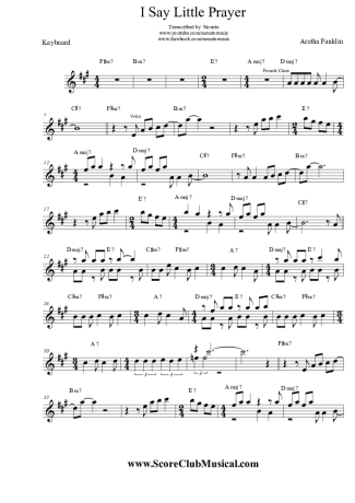 Aretha Franklin I Say Little Prayer score for Keyboard