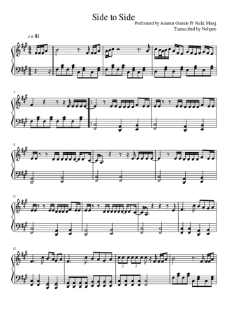 Ariana Grande Feat. Nicki Minaj Side To Side score for Piano