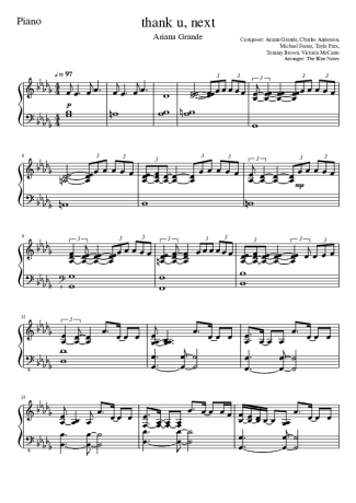 Ariana Grande Thank U Next score for Piano