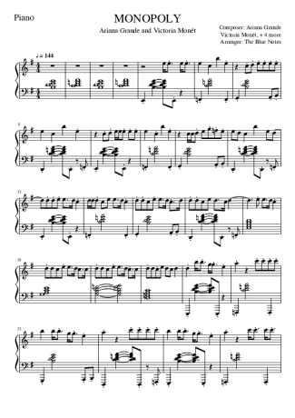 Ariana Grande and Victoria Monét MONOPOLY score for Piano