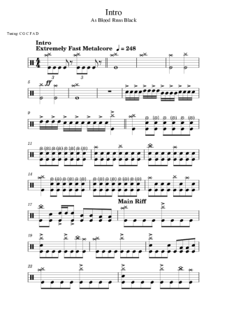 As Blood Runs Black Intro score for Drums