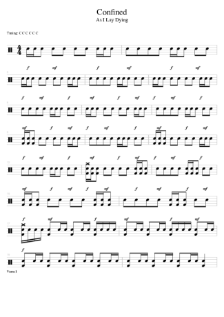 As I Lay Dying Confined score for Drums