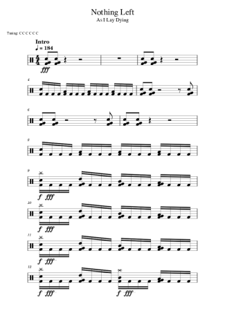 As I Lay Dying Nothing Left score for Drums