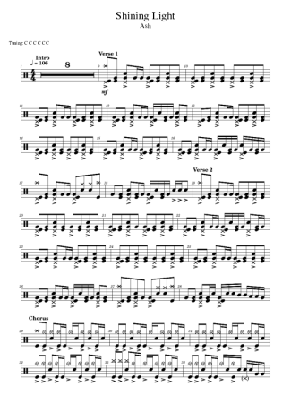 Ash Shining Light score for Drums