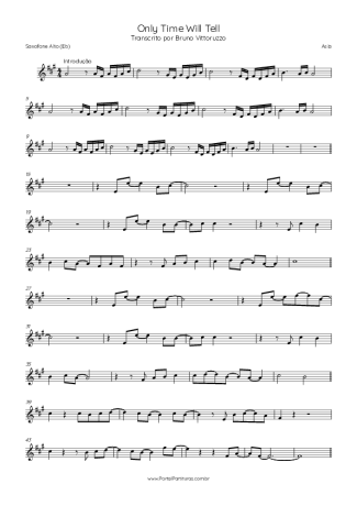 Asia Only Time Will Tell score for Alto Saxophone