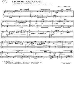 Astor Piazzolla Adios Nonino score for Piano