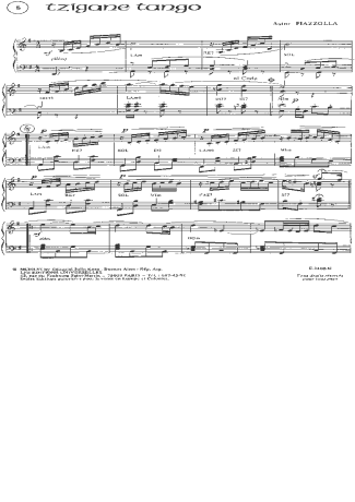 Astor Piazzolla Tzigane Tango score for Piano