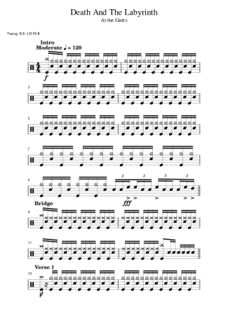 At the Gates Death And The Labyrinth score for Drums