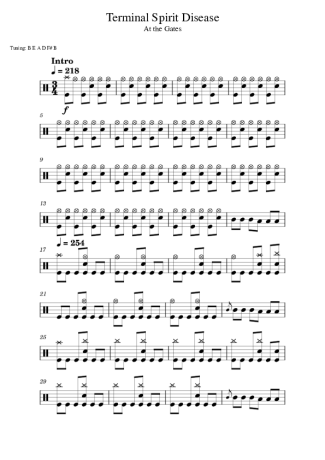 At the Gates Terminal Spirit Disease score for Drums