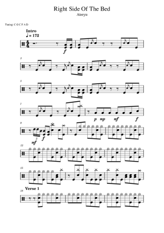 Atreyu Right Side Of The Bed score for Drums