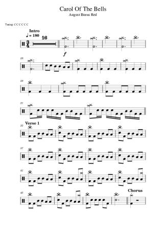 August Burns Red Carol Of The Bells score for Drums