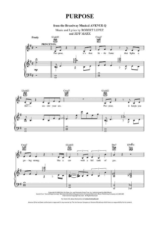 Avenue Q Purpose score for Piano