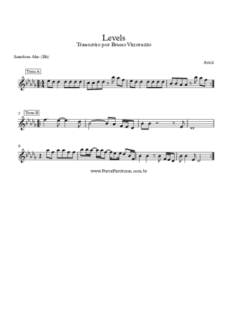Avicii  score for Alto Saxophone