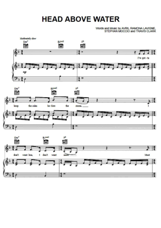 Avril Lavigne Head Above Water score for Piano