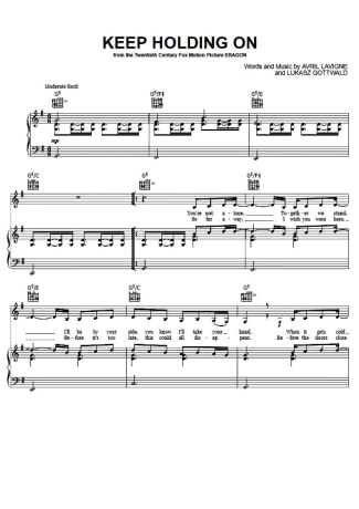 Avril Lavigne Keep Holding On score for Piano