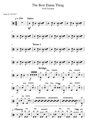 Avril Lavigne The Best Damn Thing score for Drums
