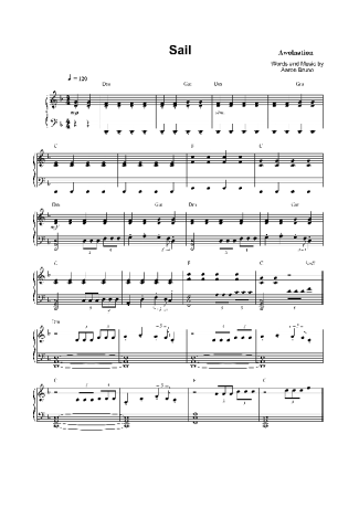 Awolnation Sail score for Piano