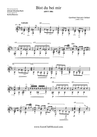 Bach Bist du Bei Mir BWV 508 score for Acoustic Guitar