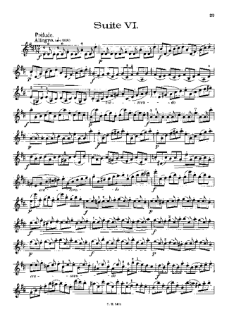 Bach Cello Suite No. 6 score for Violin