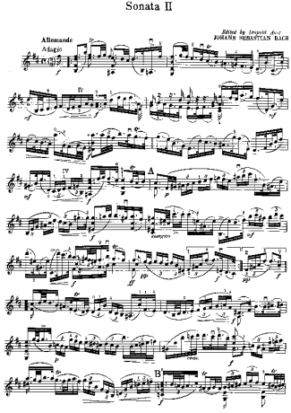 Bach Partita No. 1 in B minor BWV1002 score for Violin
