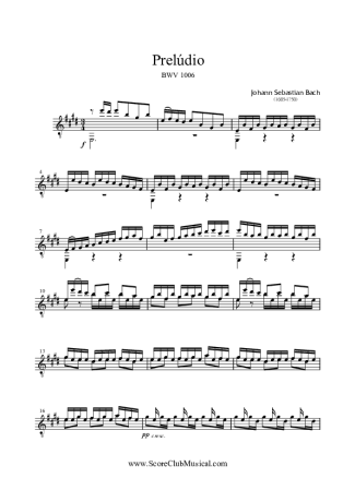 Bach Preludio BWV 1006 score for Acoustic Guitar