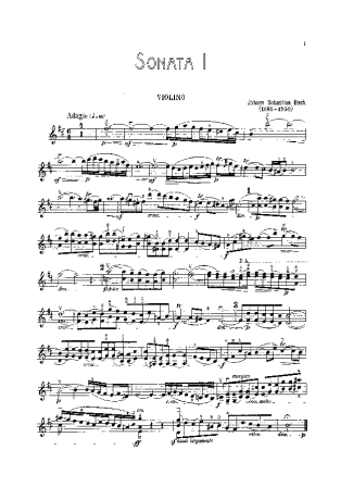 Bach Violin Sonata BWV1014 score for Violin