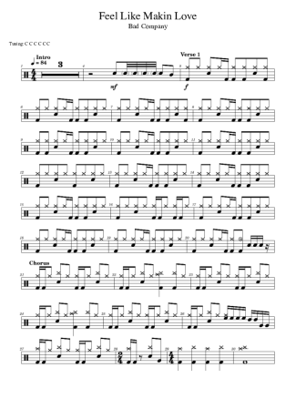 Bad Company Feel Like Makin´ Love score for Drums