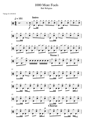 Bad Religion 1000 More Fools score for Drums