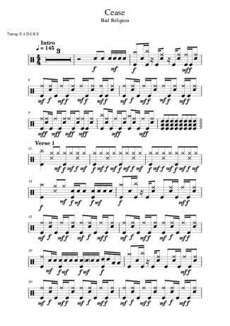 Bad Religion Cease score for Drums