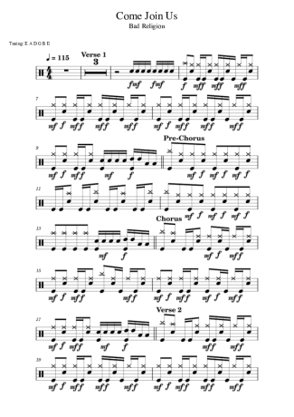 Bad Religion Come Join Us score for Drums