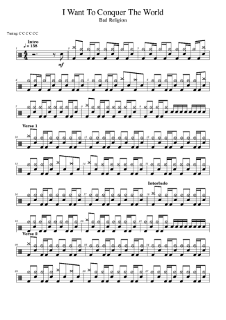 Bad Religion I Want To Conquer The World score for Drums