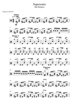Bad Religion Supersonic score for Drums