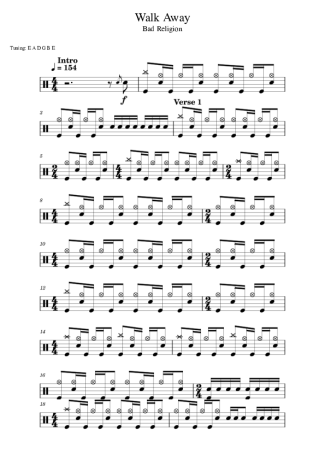 Bad Religion Walk Away score for Drums